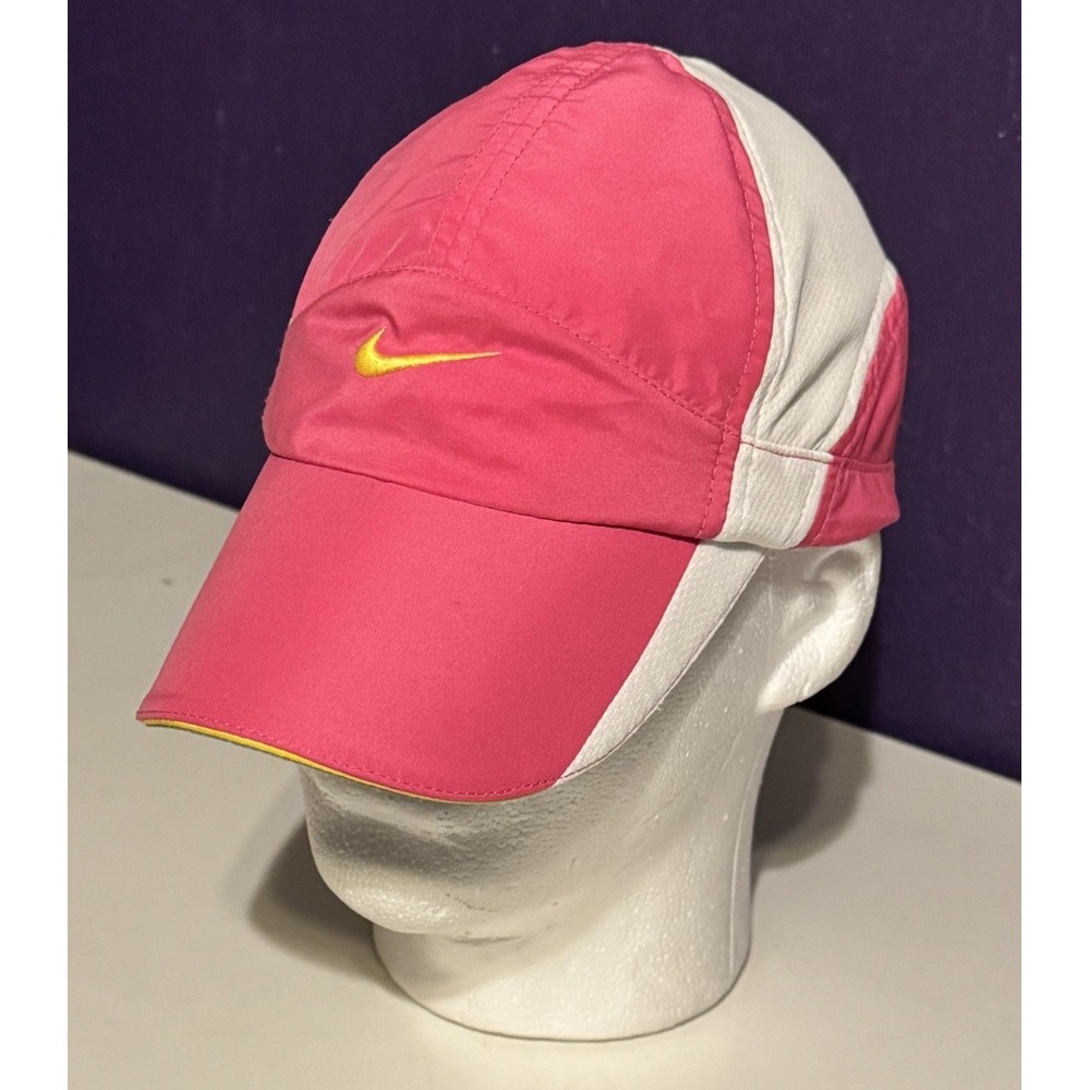 Vintage Nike Tailwind Hat Pink Yellow Swoosh 3 Color 7 Panel Dri Fit AW84 Rare